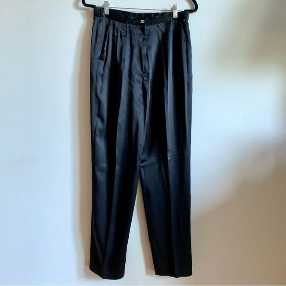 Silk Studio by Claude Bennett Black Silk Pants Size 6 - Picture 1 of 5